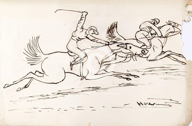Two Jockeys Riding Horses, 1825-1839. Creator: James Howe.
