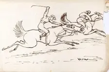 Two Jockeys Riding Horses, 1825-1839. Creator: James Howe