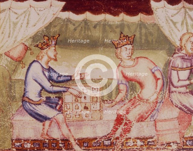 Two kings playing chess, c1352-c1362. Creator: Unknown.