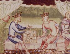 Two kings playing chess, c1352-c1362. Creator: Unknown