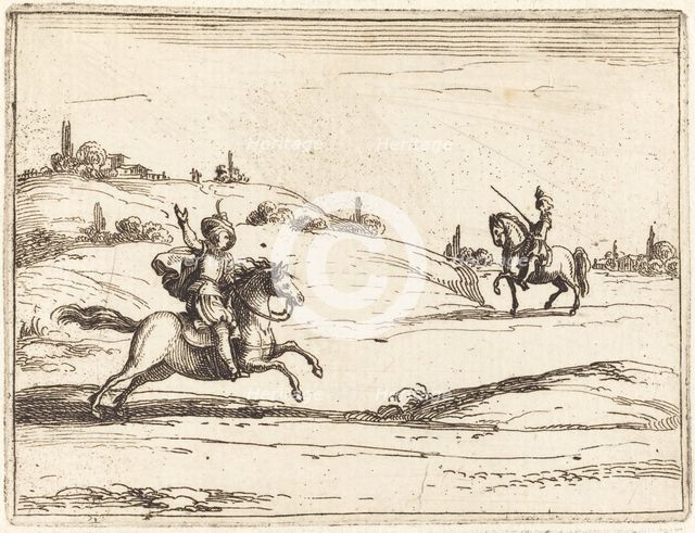 Two Knights, 1628. Creator: Jacques Callot.