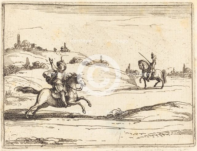 Two Knights, 1628. Creator: Jacques Callot.