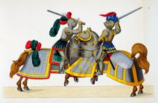 Two knights at a tournament, 1842. Creator: Friedrich Martin von Reibisch