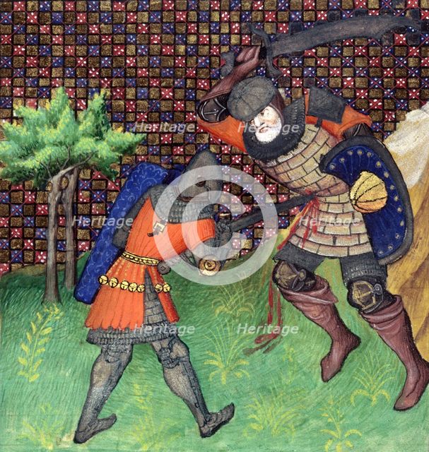 Two knights fighting, c1415. Creator: Unknown.