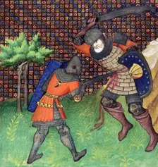 Two knights fighting, c1415. Creator: Unknown
