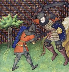 Two knights fighting, c1415. Creator: Unknown