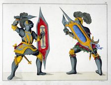Two knights fighting on foot, 1842. Artist: Friedrich Martin von Reibisch