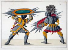 Two knights fighting on foot, 1842. Creator: Friedrich Martin von Reibisch