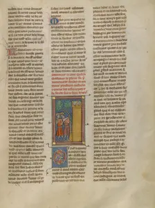 Two Knights in Conversation at the Castle of Tears, about 1320-1340. Creator: Unknown