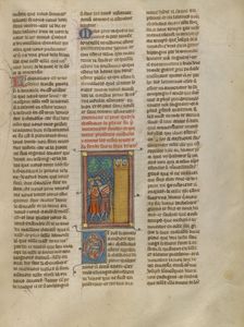 Two Knights in Conversation at the Castle of Tears, about 1320-1340. Creator: Unknown