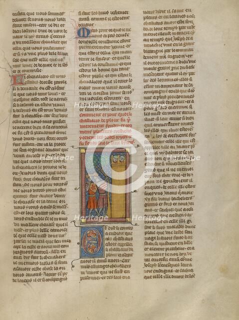 Two Knights in Conversation at the Castle of Tears, about 1320-1340. Creator: Unknown.