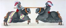 Two knights jousting at a tournament, 1842. Creator: Friedrich Martin von Reibisch