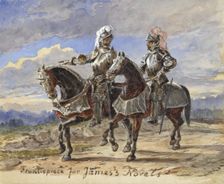 Two knights on horseback in a landscape, 1811-1873. Creator: Pieter van Loon