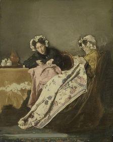Two Ladies at their Sewing, c.1860-c.1882. Creator: Alexander Hugo Bakker Korff