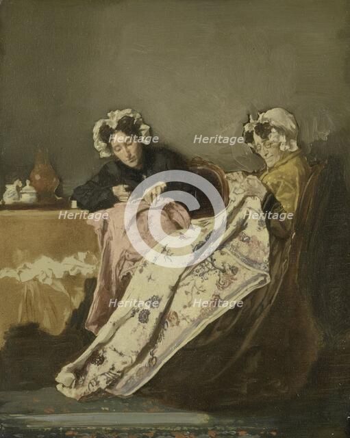 Two Ladies at their Sewing, c.1860-c.1882. Creator: Alexander Hugo Bakker Korff.