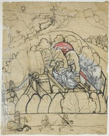 Two Ladies Converse at a Step-Well (Baoli) in a Walled Garden, 18th century. Creator: Unknown