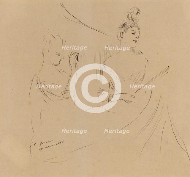 Two Ladies in a Loge, 1886. Creator: Jean Louis Forain.