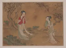 Two Ladies in Foreground of Landscape. Creator: Unknown