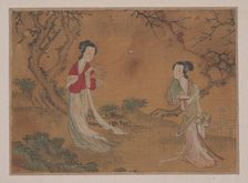 Two Ladies in Foreground of Landscape. Creator: Unknown