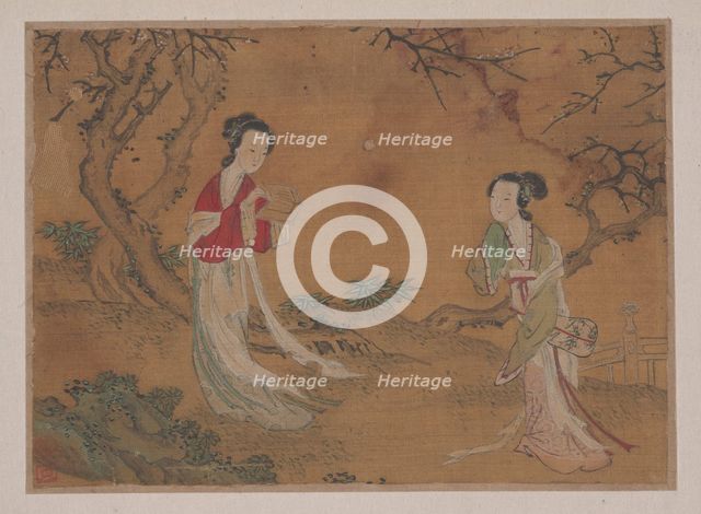 Two Ladies in Foreground of Landscape. Creator: Unknown.