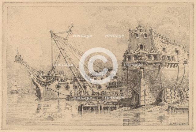 Two Large Ships under Construction. Creator: N. Artsay.