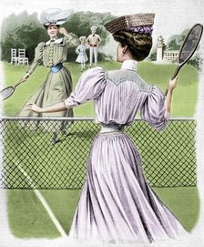 Two lawn tennis costumes for October, 1905