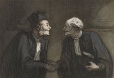 Two lawyers shake hands // Deux avocats: la poignée de main, 1818-1879. Creator: Honore Daumier
