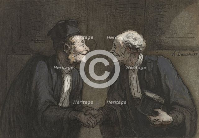 Two lawyers shake hands // Deux avocats: la poignée de main, 1818-1879. Creator: Honore Daumier.