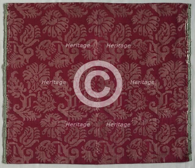 Two Lengths of Silk Damask, 1600s. Creator: Unknown.