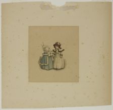 Two Little Girls in Fur-Trimmed Coats, 1900. Creator: Catherine Greenaway