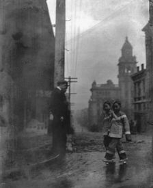 Two little maids from school, Chinatown, San Francisco, between 1896 and 1906. Creator: Arnold Genthe