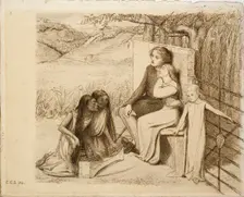 Two Lovers, 1854. Artist: Elizabeth Siddal
