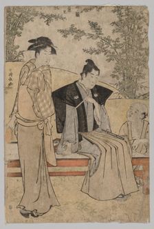 Two Lovers (from the series Brocades of the East in Fashion), 1752-1815. Creator: Torii Kiyonaga (Japanese, 1752-1815)