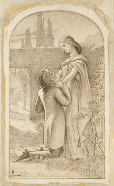 Two Lovers in a starlit Garden, 1862. Artist: Noel Paton