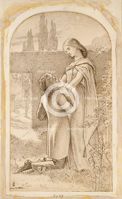 Two Lovers in a starlit Garden, 1862. Artist: Noel Paton.