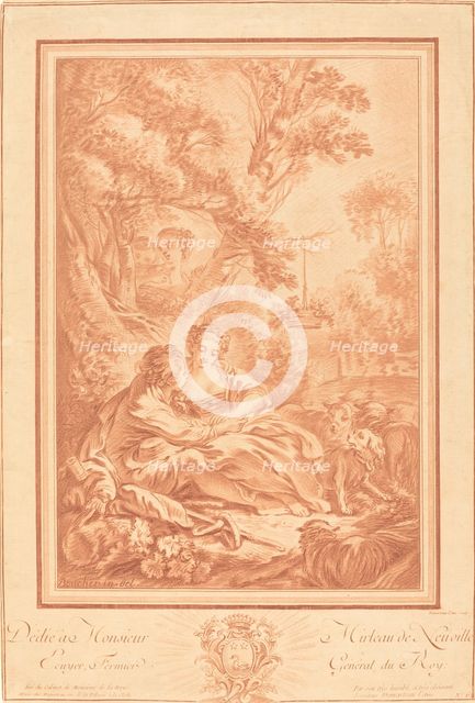 Two Lovers Seated at the Foot of a Large Tree, Surprised by Two Girls. Creator: Gilles Demarteau.