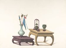 Two Low Tables with Ornamental Objects, 19th century. Creator: Anon