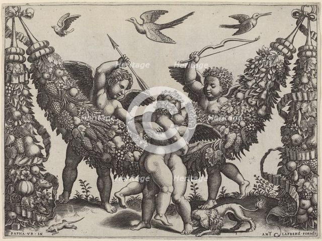 Two Putti...Striking Another Who Is Squeezing a Child. Creator: Master of the Die.