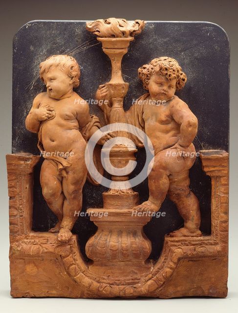 Two Putti Supporting a Torch, 1650/1700. Creator: Unknown.