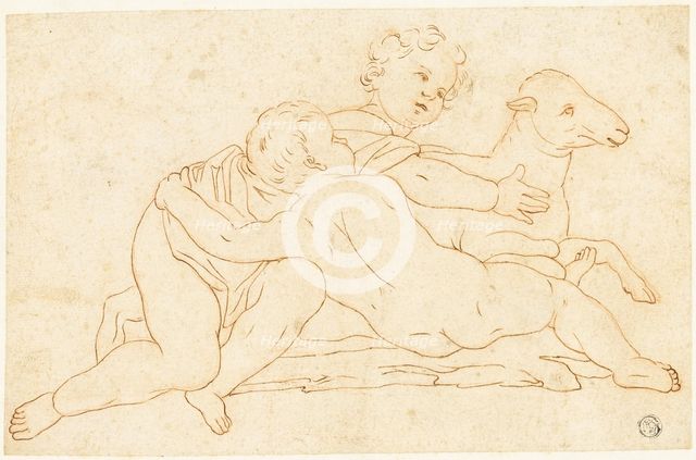 Two Putti with Lamb, n.d. Creator: School of Leonardo da Vinci Italian, 1452-1519.