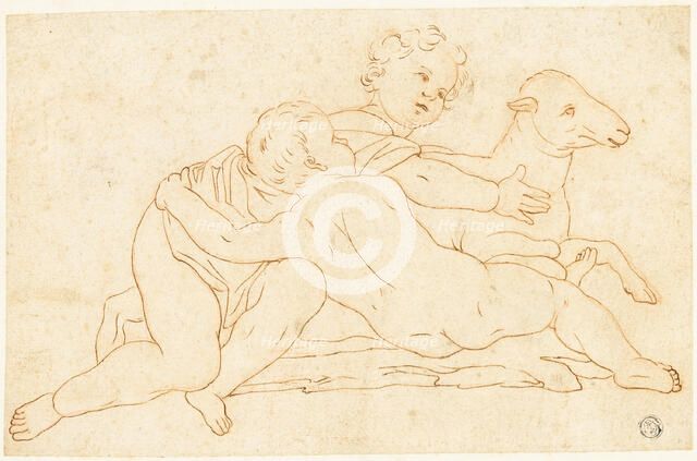 Two Putti with Lamb, n.d. Creator: School of Leonardo da Vinci Italian, 1452-1519.