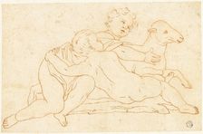 Two Putti with Lamb, n.d. Creator: School of Leonardo da Vinci Italian, 1452-1519
