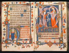 Two pages from A Book of Hours c1350