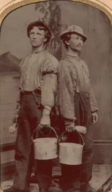 Two Painters with Brushes and Buckets, 1874. Creator: Unknown