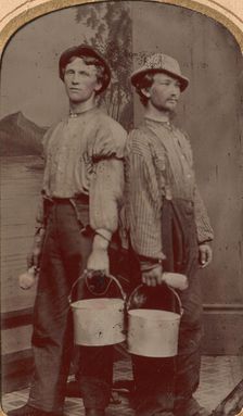 Two Painters with Brushes and Buckets, 1874. Creator: Unknown