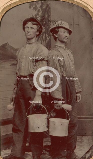 Two Painters with Brushes and Buckets, 1874. Creator: Unknown.