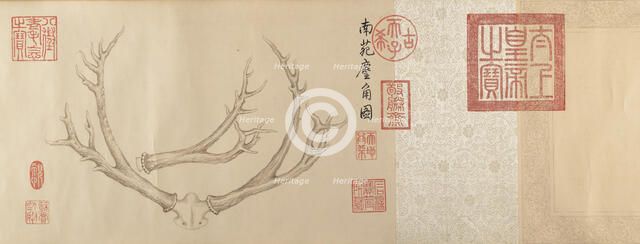 Two Paintings of Deer Antlers, dated 1762 and 1767. Creator: Emperor Qianlong.