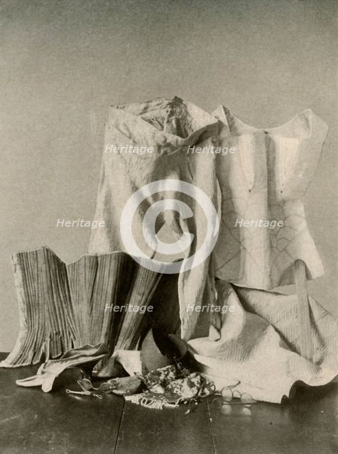 'Two pairs of stays;  breeches; bead bag; purse and quilted petticot', c18th century, (1937). Creator: Unknown.