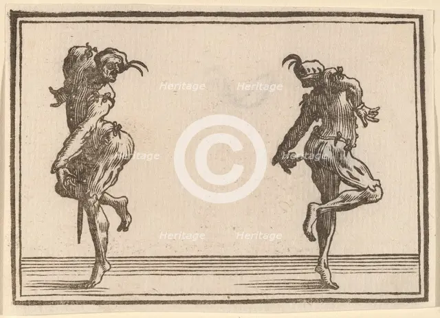 Two Pantaloons Dancing, 1621. Creator: Edouard Eckman.