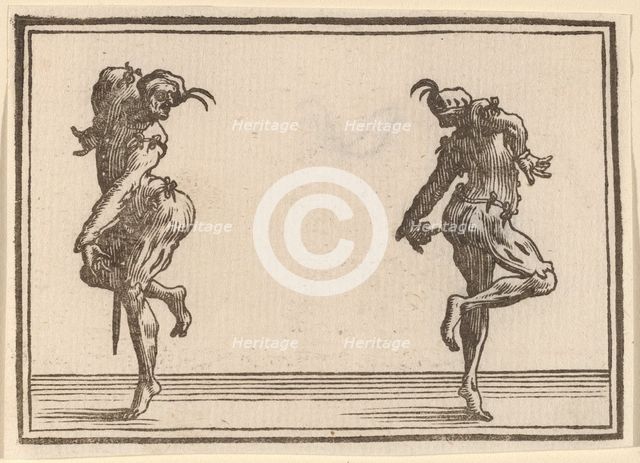 Two Pantaloons Dancing, 1621. Creator: Edouard Eckman.